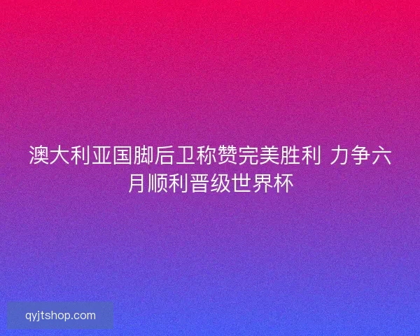 澳大利亚国脚后卫称赞完美胜利 力争六月顺利晋级世界杯