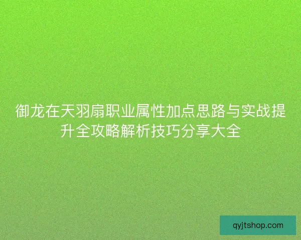 御龙在天羽扇职业属性加点思路与实战提升全攻略解析技巧分享大全